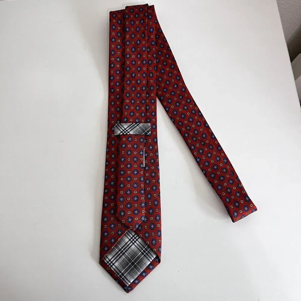 Robert Talbott 100% Silk Tie Orange Blue Made In USA Monterey, CA Men's